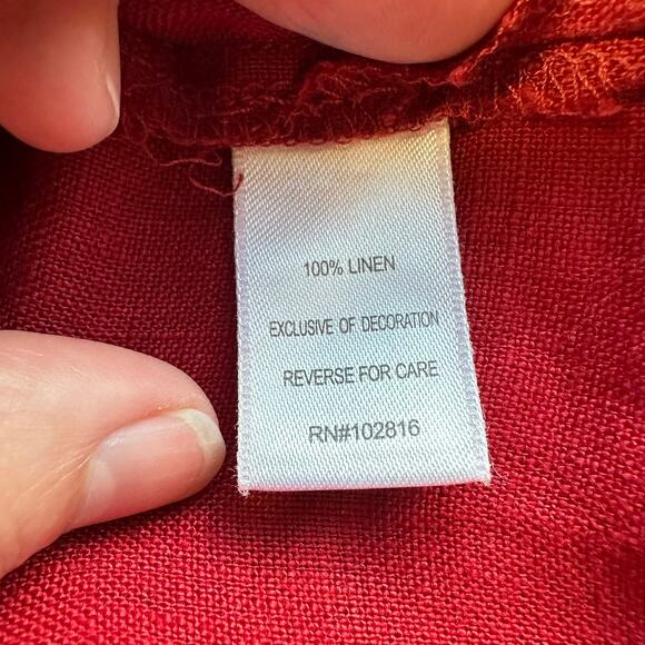 Garnet Hill Linen Embroidered Pocket Detail Dress Red Size 8 - Picture 11 of 14